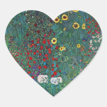 Tournesol de Farmergarden, Klimt, fleurs vintages Autocollant En Cœur
