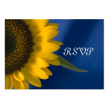Tournesol sur la carte l'épousant bleue de réponse carte de visite