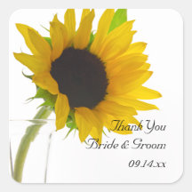 Tournesol sur les autocollants blancs de Merci de 