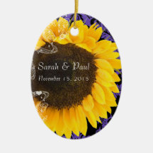 Tournesol sur Noël pourpre de mariage damassé Décorations Pour Sapins De Noël