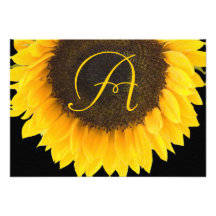 Tournesol vintage sur la carte noire de réponse cartons d'invitation personnalisés