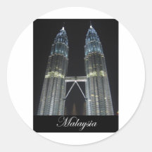 Tours de Petronas la nuit Adhésif Rond