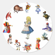 TOUT AUTOUR D'ALICE AU PAYS DES MERVEILLES ADHÉSIFS RONDS