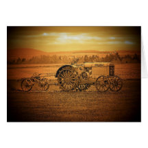 Tracteur antique carte de vœux