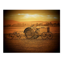 Tracteur antique carte postale