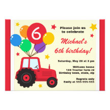 Tracteur de ferme avec la partie d'anniversaire de invitations personnalisables