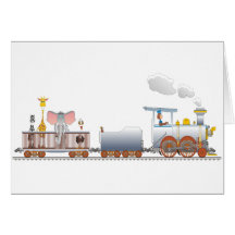 Train animal carte de vœux