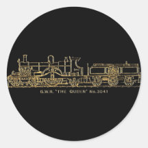 Train britannique de vapeur de GWR, "la reine", 30 Adhésif Rond