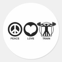 Train d'amour de paix adhésifs ronds