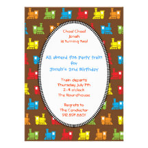 Train de Choo Choo Invitation Personnalisée