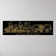 Train de vapeur, GWR, la reine, 3041, B et W Affiche