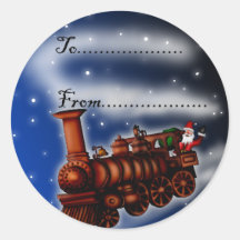 Train Père Noël, étiquette de vapeur de cadeau Adhésifs