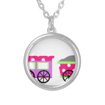 Train rose de Choo Choo de point de polka Bijouterie Personnalisée