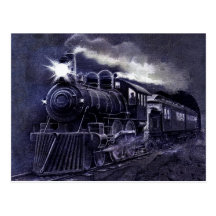 Train victorien magique de machine à vapeur cartes postales