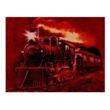Train victorien magique de machine à vapeur carte postale