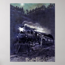 Train victorien magique de machine à vapeur posters