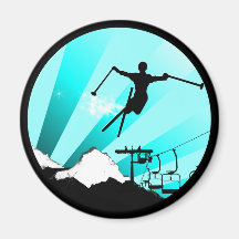 traînée de poudre de ski magnets pour réfrigérateur