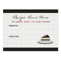 Tranche de carte de recette de gâteau cartes postales
