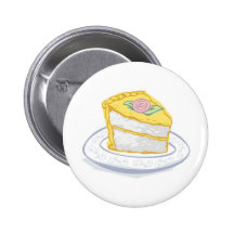 Tranche de gâteau avec le givrage jaune et rose pin's avec agrafe