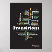Transitions d'écriture 13" x 19" affiche de salle 