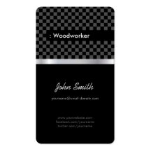 Travailleur du bois - Checkered noir élégant Cartes De Visite Professionnelles