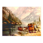 TRAVERSÉE DE LA RIVIÈRE de DILIGENCE par SHARON SH Carte Postale