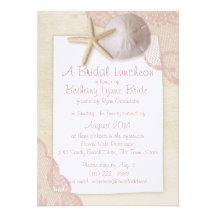 Treasured Beach and Lace Bridal Shower Custom Invitation