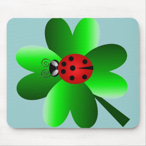 Trèfle de coccinelle et de 4 feuilles tapis de souris Zazzle