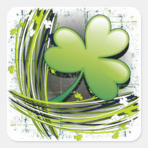 Trèfle du jour de St Patrick Autocollants Carrés