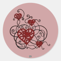 Treillis dérangé de coeur d'amour autocollants ronds
