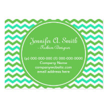 trendy, cool green and aqua blue chevron zigzag business cards
