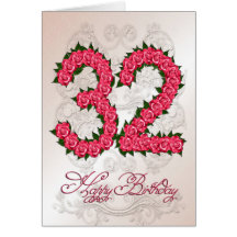 trente-deuxième carte d'anniversaire avec les rose