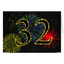 trente-deuxième Invitation de fête d'anniversaire Carte De Vœux