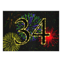 trente-quatrième invitate de fête d'anniversaire faire-parts