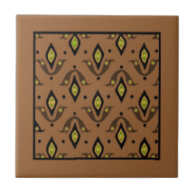 Trépied, Brown, noir, Gold Fleur de Lys Pattern Carreaux En Céramique