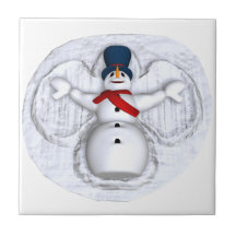 Trépied de tuile d'ange de neige de bonhomme de ne carreau