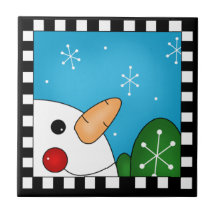 Trépied de tuile de bonhomme de neige carreau