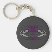 Tribal T-Rex Skulls purple Key Chains