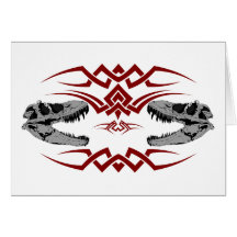 Tribal T-Rex Skulls red Card