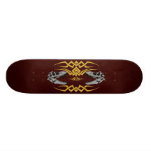 Tribal T-Rex Skulls yellow Skate Decks