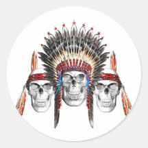 Tribu des crânes autocollants ronds