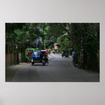 Tricycles d'île de Boracay sur la rue - transport Poster