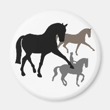 Trio de chevaux de dressage magnets pour réfrigérateur
