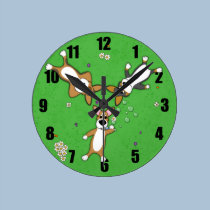 Trio de corgi de jour d'été horloges murales