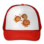Trio heureux de chapeau mignon de lions de bande d casquettes