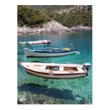 Trois bateaux de pêche carte postale