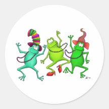 Trois grenouilles de danse autocollants