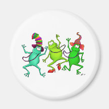 Trois grenouilles de danse magnets pour réfrigérateur