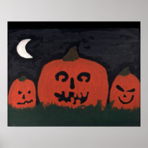 Trois Jack-O-Lanternes de lune Poster