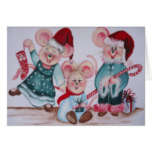 Trois joyeuses souris cartes de vœux